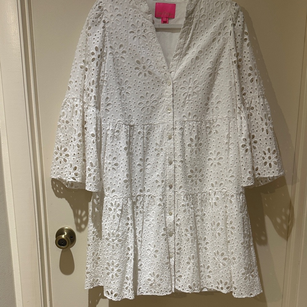 Lilly Pulitzer White Eyelet Button-Down Dress